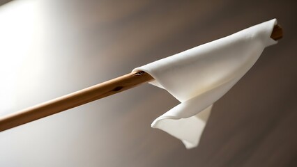 Simple white flag on wooden pole presenting the concept of truce