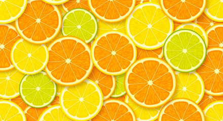 National Citrus Day Background with Fresh Oranges Lemons and Limes