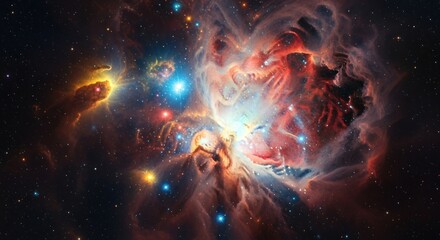 Cosmic cloud formation vibrant nebula display in deep space