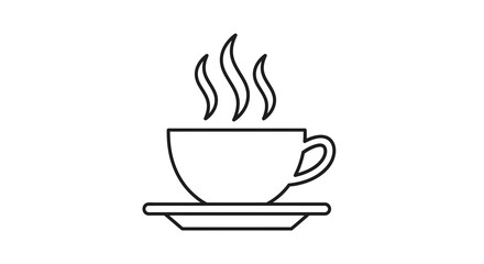 Obraz premium Simple line drawing of a coffee cup and saucer silhouette