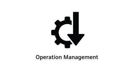 Obraz premium Black icon of gear and arrow representing operation management silhouette