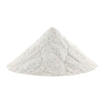Pile of white pearlescent mica powder pigment