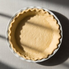 Unbaked Pie Crust Preparation in Ceramic Dish with Window Shadow Still Life