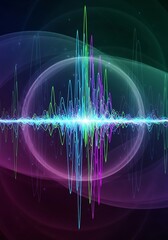 Vivid frequency oscillations on a cosmic backdrop, abstract data streams