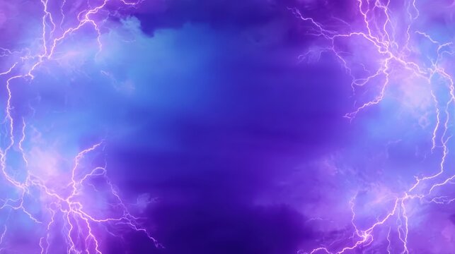 Storm background with lightning bolts, suitable for website designs, online content, marketing campaigns, and thematic visuals. The blue and purple palette conveys mystery and force for diverse applic