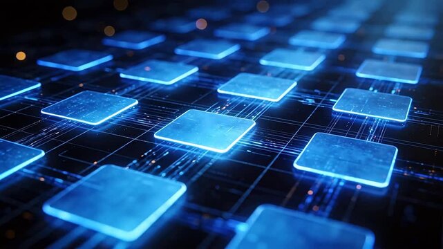 Blue glowing digital grid pattern