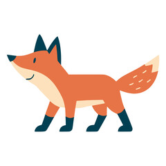 Obraz premium cute fox forest animal character hand drawn flat color vector illustration template design