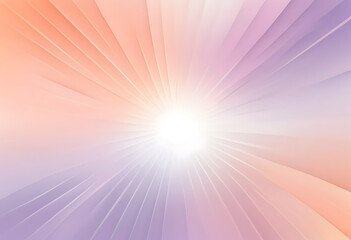 Obraz premium Radiant sunburst light rays shining through soft pink and orange gradient sky with lens flare effect for motivational background
