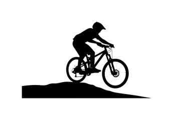 Obraz premium Mountain Biker Silhouette Performing Jump