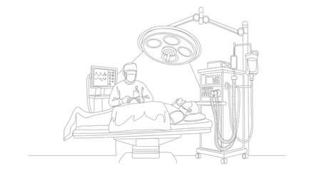 Obraz premium Surgeon Performing Operation in Operating Room with Medical Equipment.