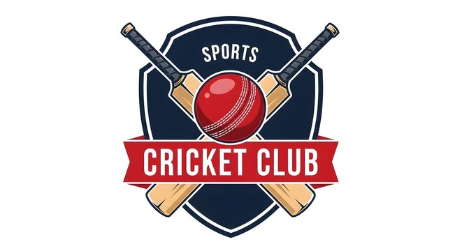 Cricket club sports logo with bat and ball