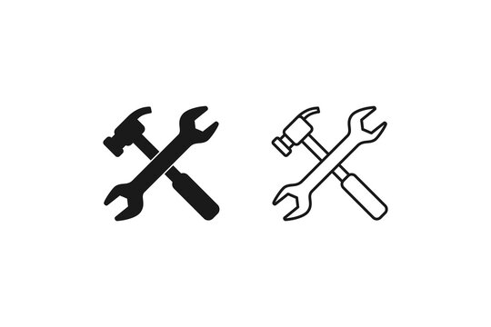 solid and outline icon of tool
