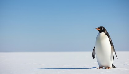 Obraz premium Gentoo Penguin on Snowy Plain