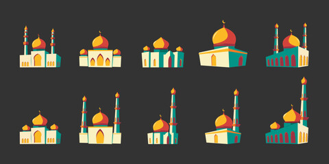 Colorful Islamic Mosque Architecture Illustration © Skeper