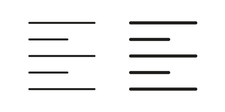 Align left icon in black line style set. logotype designs