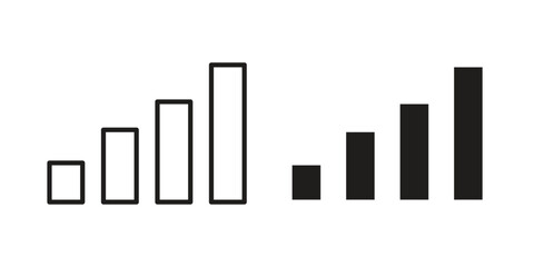 Bar chart icon in black line style set. logotype designs © Sara