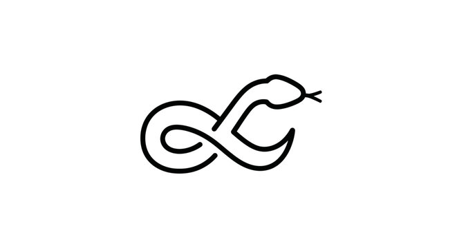 Simple Black Snake Illustration on White.
