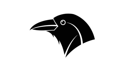 Naklejka premium Black Raven Head Silhouette Illustration Design.