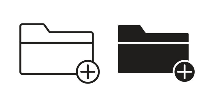 Create folder icon in black line style set. logotype designs