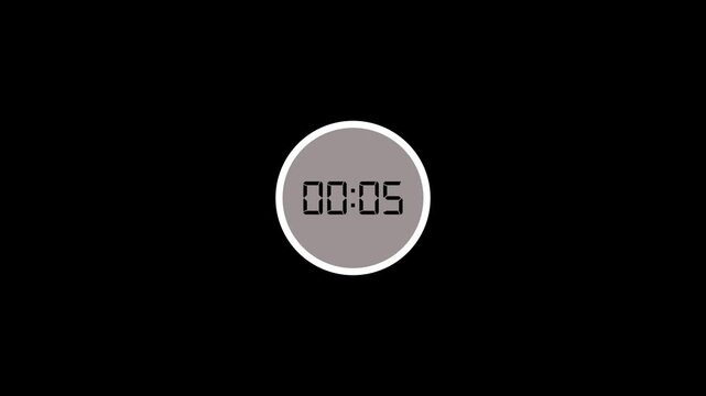 one minute countup animation, one minute circle countdown timer video from 0 to 60 second on transparent background,1 minute timer counts hours minutes seconds in 60 seconds in 4k with alpha channel