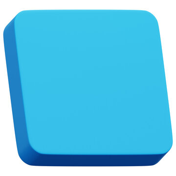 3D Blue Rounded Square Smooth Minimal Abstract Form