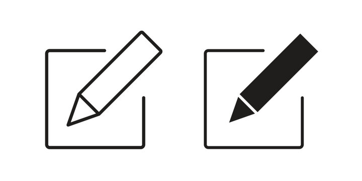 Edit button icon in black line style set. logotype designs