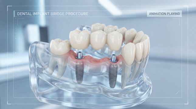 dental implant bridge procedure, teeth model, dental health