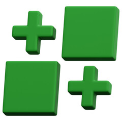 Obraz premium 3D Green Plus Square Minimal Geometric Composition