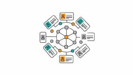 Infographic flowchart with connected devices. © Eni Sumiati