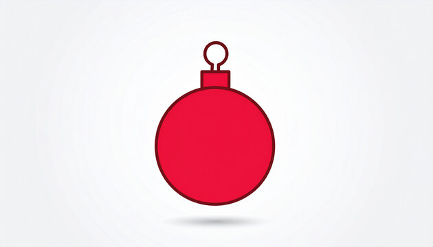Simple Red Christmas Ornament Icon on White Background image (392