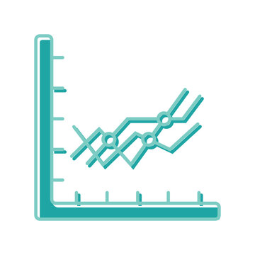 Abstract line graph showing multiple data trends on an x-y axis, representing statistical analysis or network connections in a modern teal design.