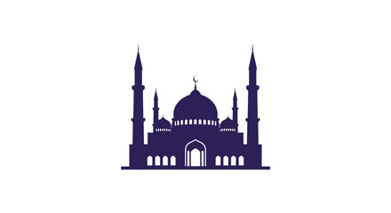 Fototapeta premium Mosque building with domes and minarets illustration.