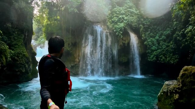 Exploring Puente de Dios in Tamasopo San Luis Potosi Mexico with waterfalls and clear water