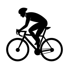 Obraz premium Road Bike Cyclist Silhouette Isolated on White Background.
