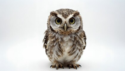 Cute little owl isolated on white background. Clean and minimal wildlife image, perfect for education, design, and animal-themed projects.