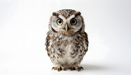 Cute little owl isolated on white background. Clean and minimal wildlife image, perfect for education, design, and animal-themed projects.