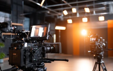 Fototapeta premium Professional Film Production Studio Environment with Full Visual Equipment