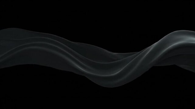 Dark Gray Fabric Wave Motion Black Background Texture