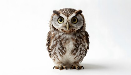Cute little owl isolated on white background. Clean and minimal wildlife image, perfect for education, design, and animal-themed projects.