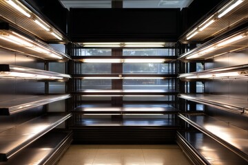 Obraz premium Digital Library Shelves with Screens Powered Off in Modern Setting