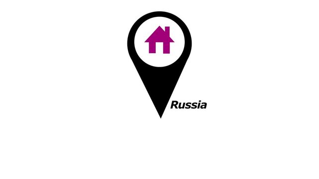 Location of the Country russia the name of the place with the location has been displayed, with white background,4k RPS location video animation.