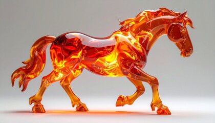 Fiery Horse Sculpture - A Stunning Display of Art and Light.