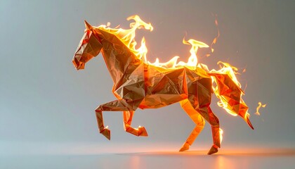 Fiery Origami Horse - A Symbol of Passion and Transformation.