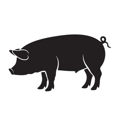 Fototapeta premium Black silhouette of a pig in profile view, clean vector illustration for farming, food, or mascot designs.