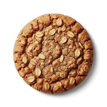 Delicious homemade oatmeal cookie with visible oats on top isolated on transparent background, isolated on white background, illustration