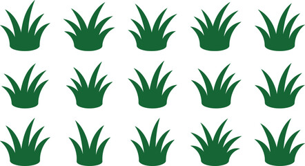 Fototapeta premium Green grass pattern set with repeated lawn tufts and meadow shapes, isolated on white, perfect for seamless backgrounds, borders and nature illustrations