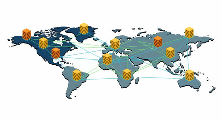 Obraz premium Global Network of Shipping Containers and Logistics.