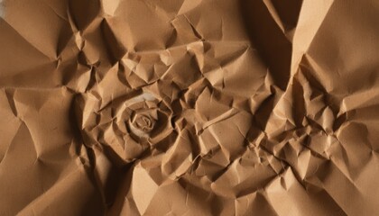 Abstract Crumpled Brown Paper Texture, Dramatic Spiral Composition