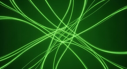 Green Neon Data Flow Lines Representing Sustainable Energy and Eco-Friendly Technology on Dark Background. Environmental Innovation Concept
