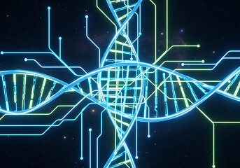 Futuristic Bioinformatics and DNA Data Stream Abstract Background. Medical Technology and Genetic Research Concept